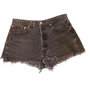 Vintage Levi's Gray Cutoff Button Fly Frayed Denim Shorts Made in the USA | 32
